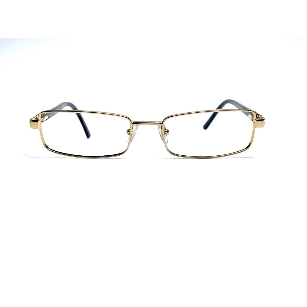 New Prada Gold Brown Rectangular Eyeglasses Italy VPR64G 5AK-1O1 51 17 135